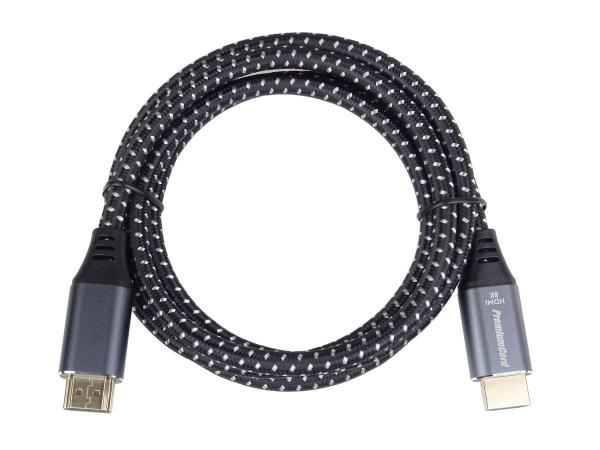 Kábel HDMI PREMIUMCORD 2.1 vysokorýchlostný + ethernetový kábel 8K@60Hz,  pozlátené konektory,  2 m2