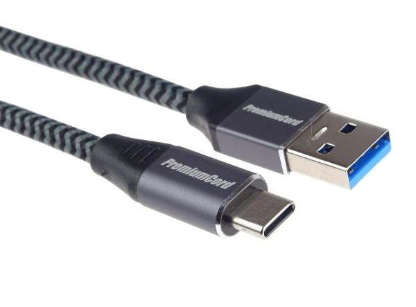 PREMIUMCORD USB-C na USB 3.0 A (USB 3.1 generácia 1,  3A,  5Gbit/ s) 0, 5 m opletenie2