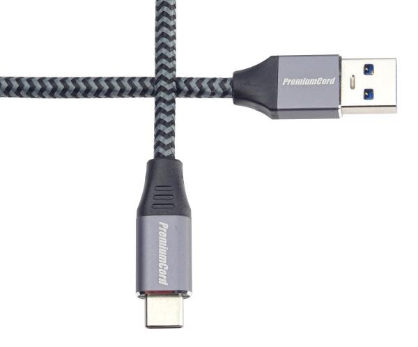 PREMIUMCORD USB-C na USB 3.0 A (USB 3.1 generácia 1,  3A,  5Gbit/ s) 0, 5 m opletenie4