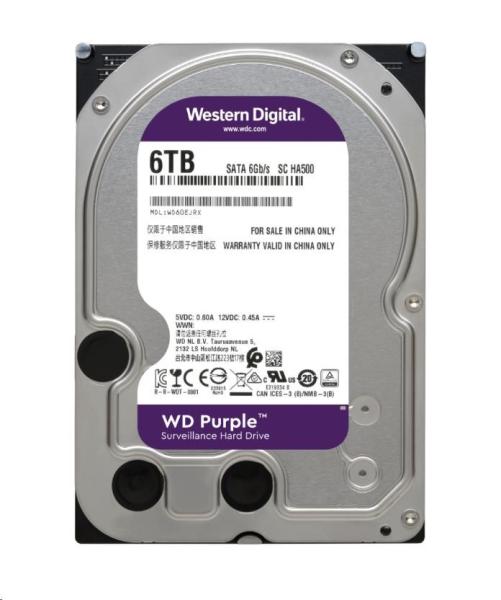 WD PURPLE WD63PURZ 6TB SATA/ 600 256MB cache,  nízka hlučnosť,  CMR1