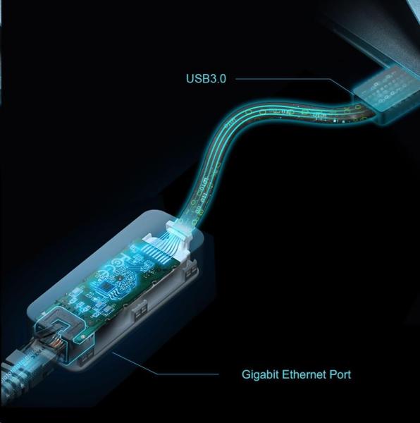 TP-Link UE306 USB/Ethernet síťový adaptér (1xUSB3.0 -> 1xGbE)2