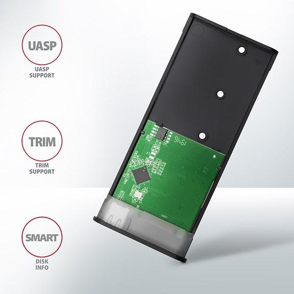 AXAGON EEM2-SBC,  USB-C 3.2 Gen 2 - M.2 SATA SSD kovový box RAW,  bez skrutiek9