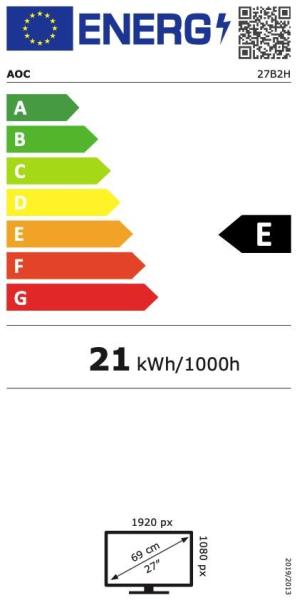 AOC MT IPS LCD WLED 27" 27B2H/ EU - panel IPS,  1920x1080,  D-Sub,  HDMI6