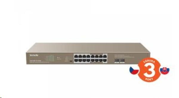 Tenda TEG1118P-16-250W PoE AT Gigabit switch 16x 1Gb/ s PoE 802.3af/ at + 2x SFP 1Gb/ s, PoE+ 230W, Rack