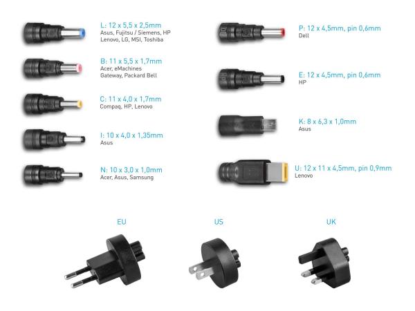 AVACOM QuickTIP 45W - univerzálny adaptér pre notebooky + 9 konektorov1