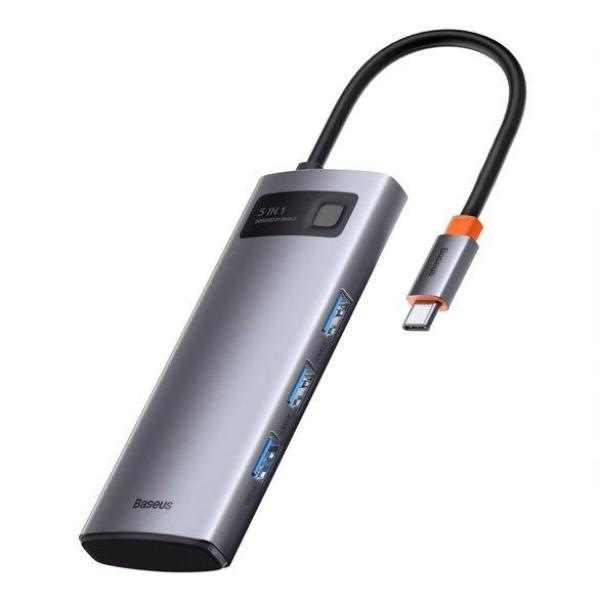 Baseus Metal Gleam Series 5v1 HUB Type-C (USB-C PD 100W,  3* USB 3.0,  HDMI) šedá5