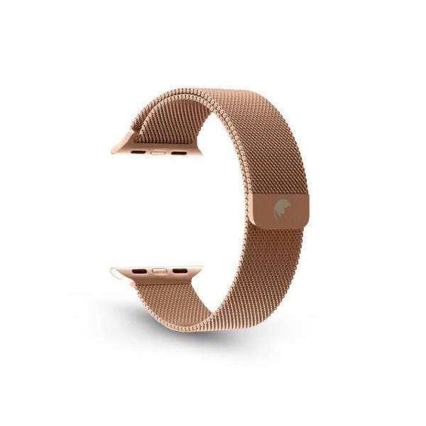 RhinoTech ocelový řemínek milánský tah pro Apple Watch 42 /  44 /  45mm růžově-zlatý