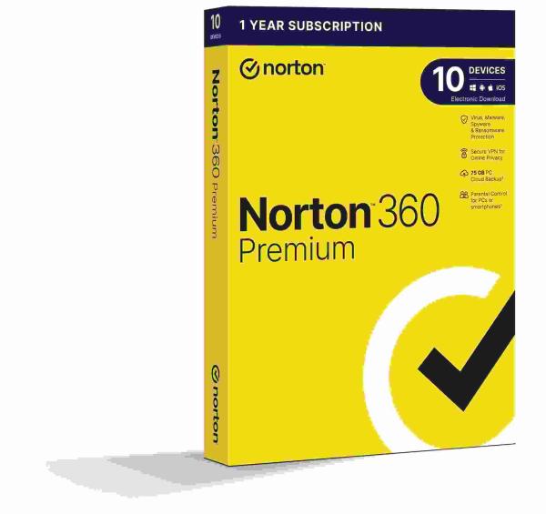 NORTON 360 PREMIUM 75GB +VPN 1 používateľ pre 10 zariadení na 1 rok BOX