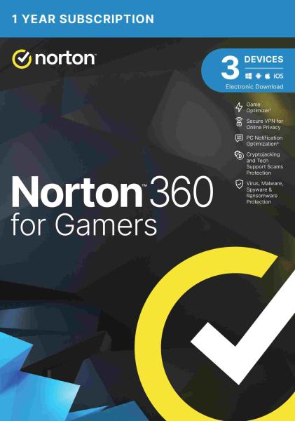 NORTON 360 FOR GAMERS 50GB CZ 1 používateľ pre 3 zariadenia na 1 rok ESD