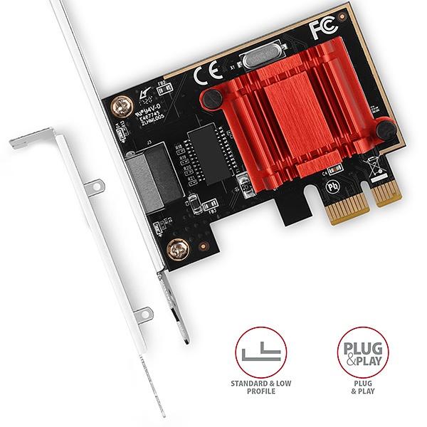 AXAGON PCEE-GIX,  sieťová karta PCIe - 1x Gigabit Ethernet port (RJ-45),  Intel i210AT,  PXE,  vrátane. LP1