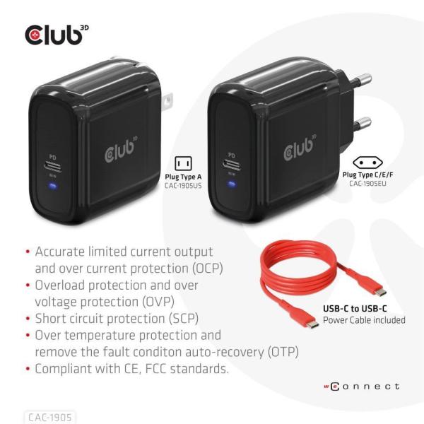 Cestovná nabíjačka Club3D PPS 65W technológia GAN,  USB Type-C,  Power Delivery(PD) 3.0 Podpora7