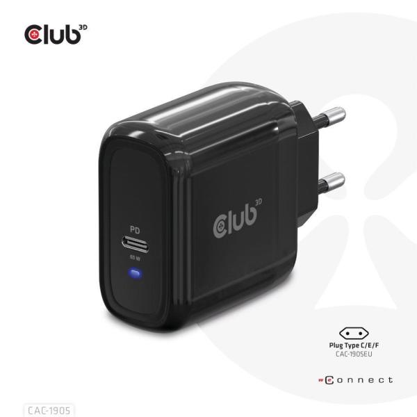 Cestovná nabíjačka Club3D PPS 65W technológia GAN,  USB Type-C,  Power Delivery(PD) 3.0 Podpora2