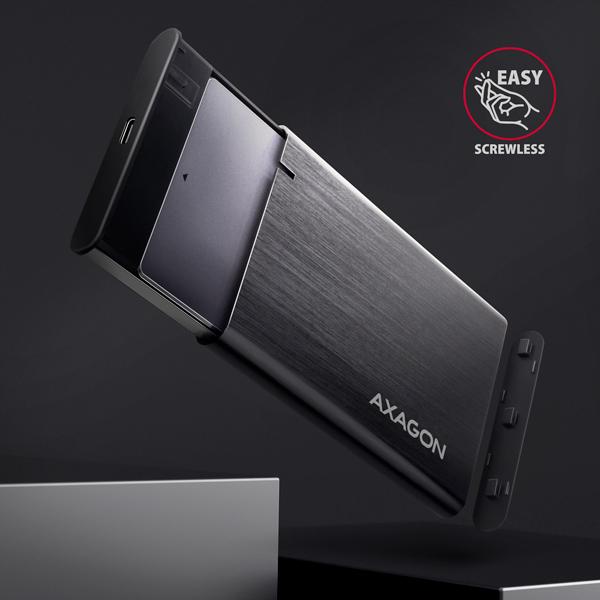 AXAGON EE25-A6C,  USB-C 3.2 Gen 1 - SATA 6G 2.5" kovový box RAW,  bez skrutiek6