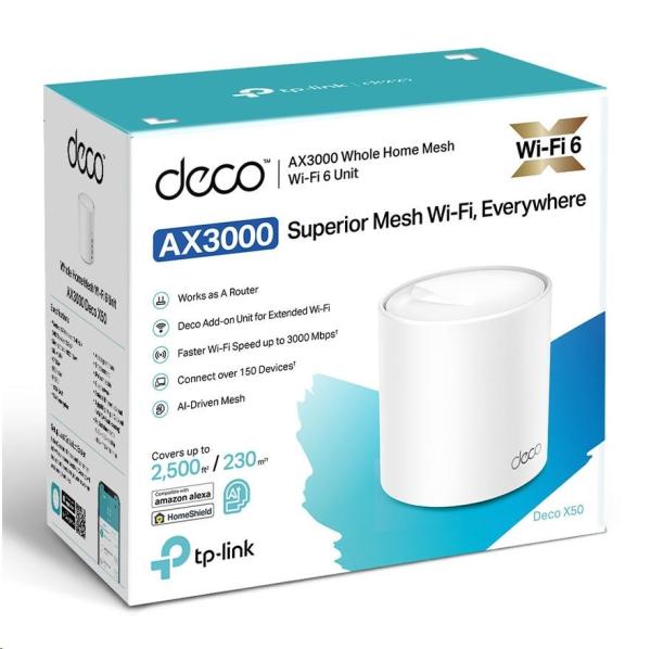TP-Link Deco X50(1-pack) WiFi6 Mesh (AX3000, 2, 4GHz/ 5GHz, 3xGbELAN/ WAN)2