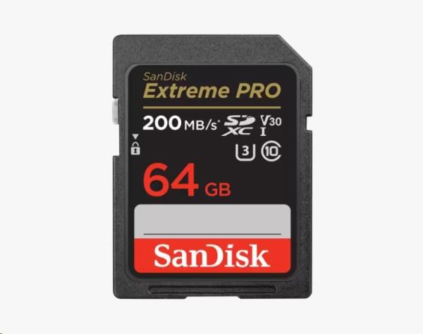 Karta SanDisk SDXC 64 GB Extreme PRO (200 MB/ s triedy 10,  UHS-I U3 V30)