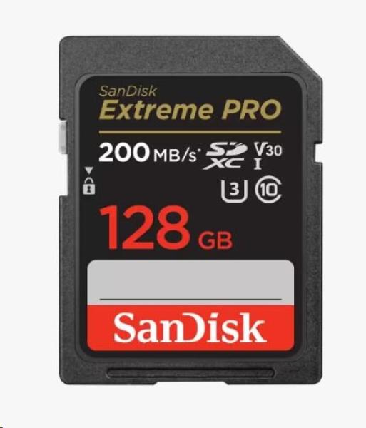 Karta SanDisk SDXC 128 GB Extreme PRO (200 MB/ s triedy 10,  UHS-I U3 V30)