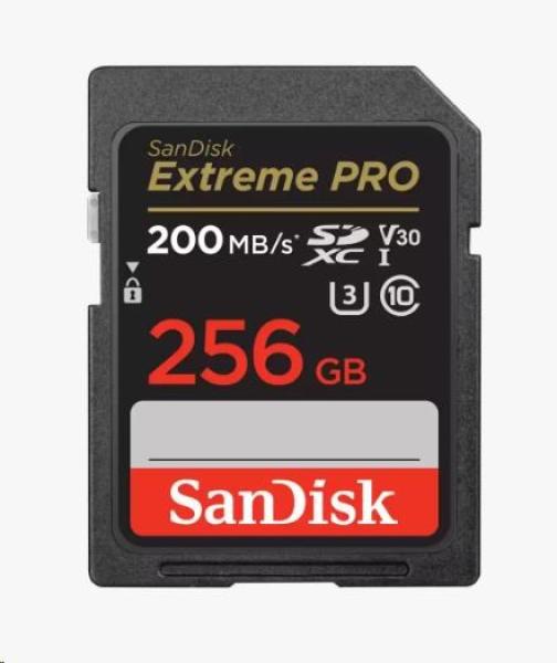 Karta SanDisk SDXC 256 GB Extreme PRO (200 MB/ s triedy 10,  UHS-I U3 V30)