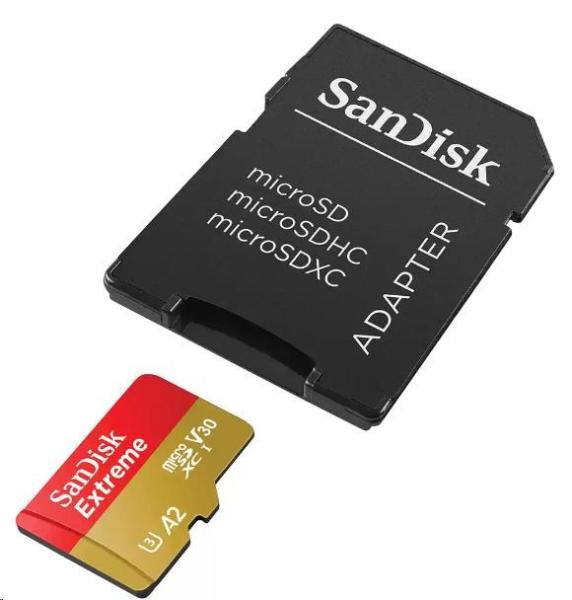 Karta SanDisk micro SDXC 256GB Extreme (190 MB/s Class 10, UHS-I U3 V30) + adaptér1