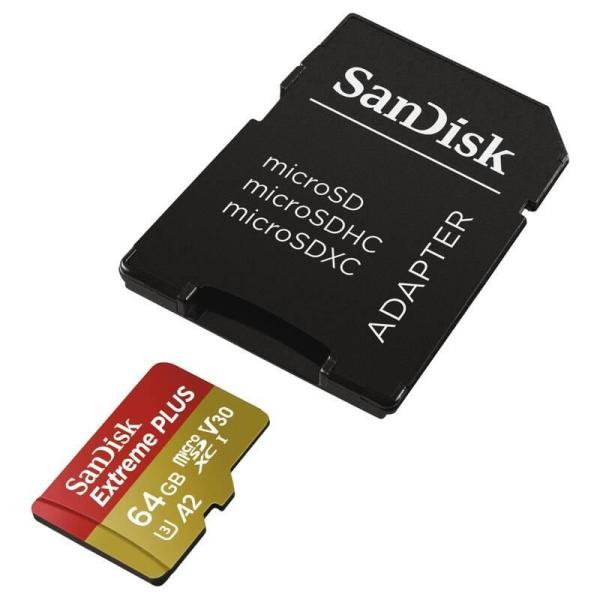 Karta SanDisk micro SDXC 64GB Extreme PLUS (200 MB/s Class 10, UHS-I U3 V30) + adaptér0