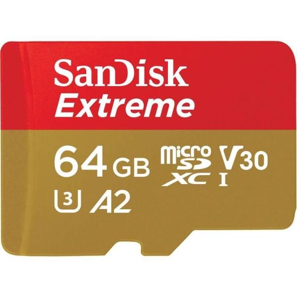 Karta SanDisk micro SDXC 64GB Extreme Action Cams and Drones (170 MB/ s Class 10,  UHS-I U3 V30) + adaptér