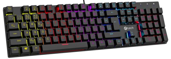 C-TECH mechanická klávesnice Morpheus,  casual gaming,  CZ/ SK,  červené spínače,  RGB podsvícení,  USB