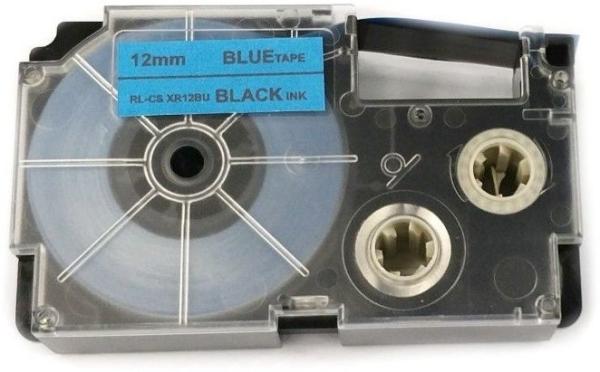 Páska Xerox kompatibilná s Casio XR-12BU1,  12 mm x 8 m,  čierna tlač /  modrý podklad - ALLPRINT