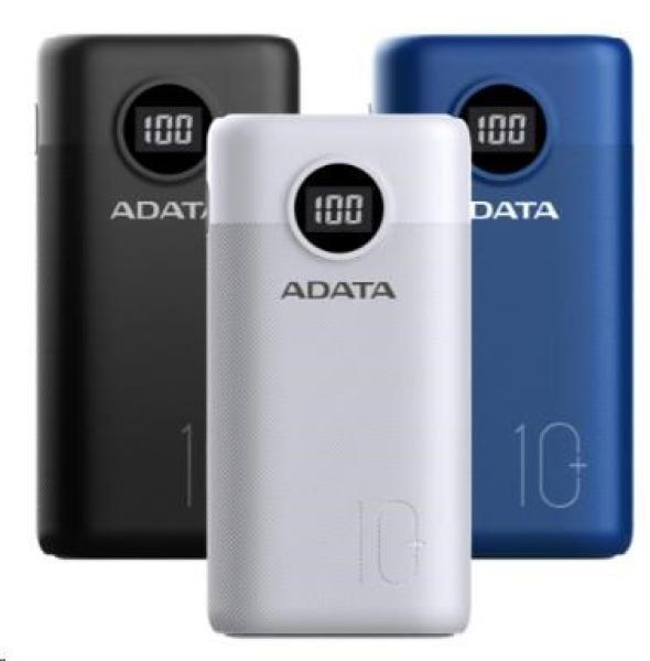 ADATA PowerBank AP10000 - externá batéria pre mobilný telefón/ tablet 10000mAh,  čierna (37Wh) USB-C