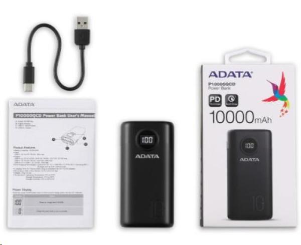 ADATA PowerBank AP10000 - externá batéria pre mobilný telefón/tablet 10000mAh, biela (37Wh) USB-C0