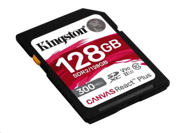 Kingston 128GB Canvas React Plus SDXC UHS-II 300R/ 260W U3 V90 pre Full HD/ 4K/ 8K1