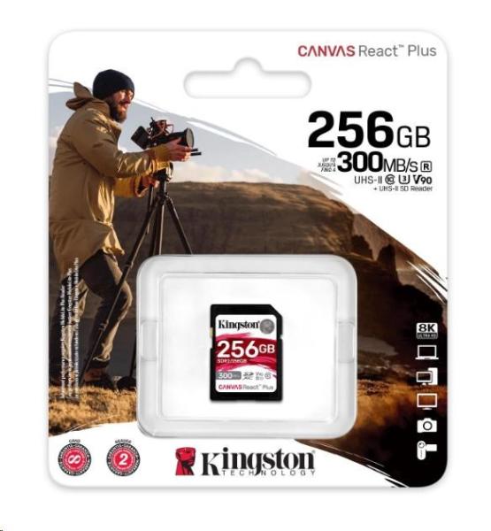 Kingston 256GB Canvas React Plus SDXC UHS-II 300R/ 260W U3 V90 pre Full HD/ 4K/ 8K2