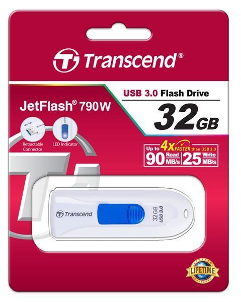 TRANSCEND Flash disk 32GB JetFlash®790,  USB 3.1 (R:90/ W:25 MB/ s) biela/ modrá4