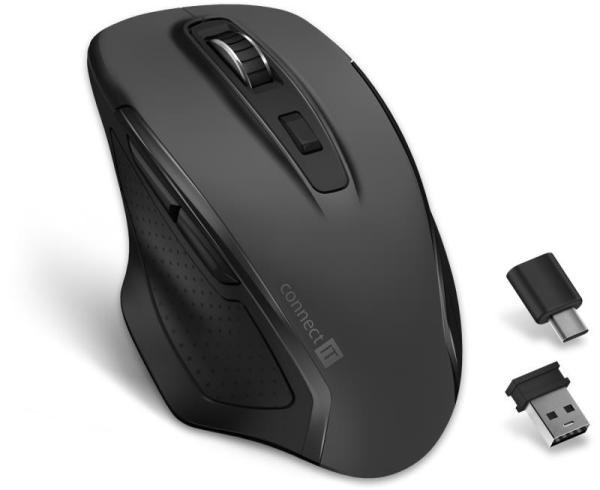 CONNECT IT Dual SmartSwitch bezdrátová myš,  USB-A + C (+1x AA baterie zdarma),  šedá