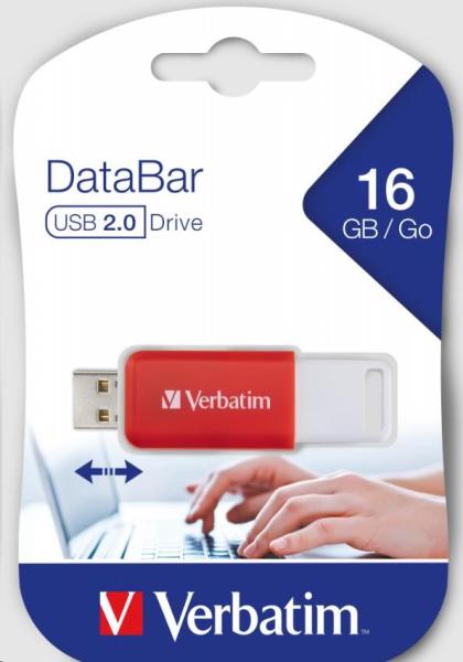 VERBATIM Flash disk 16GB DataBar USB 2.0 Disk,  červený4