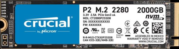 Crucial SSD P2 2TB,  M.2 (2280),  NVMe