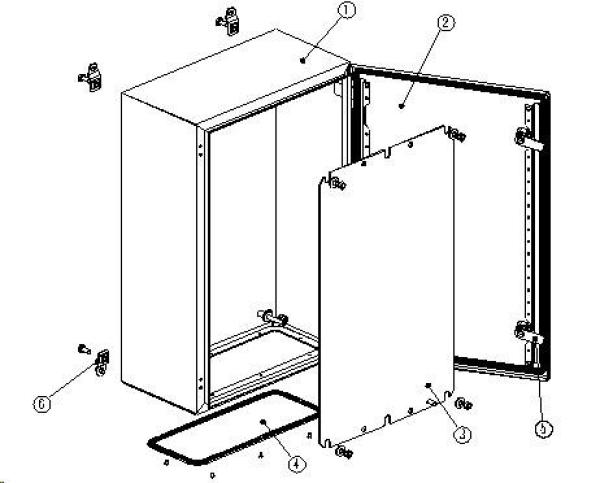XtendLan 19" univerzální rozvaděč s montážní deskou,  krytí IP66,  šířka 400mm,  hloubka 210mm,  výška 500mm,  šedý4