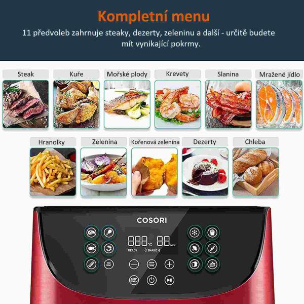 BAZAR - Cosori CP158-AF PREMIUM – horkovzdušná digitální fritéza,  red - Poškozený obal (Komplet)11