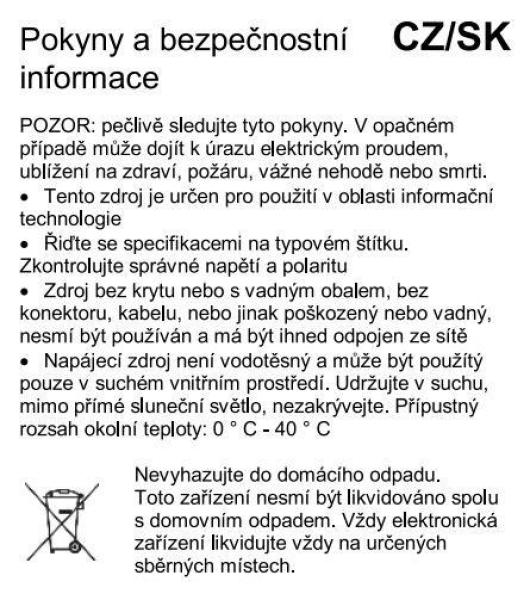 Napájací adaptér PremiumCord 230V /  12V /  2A DC1