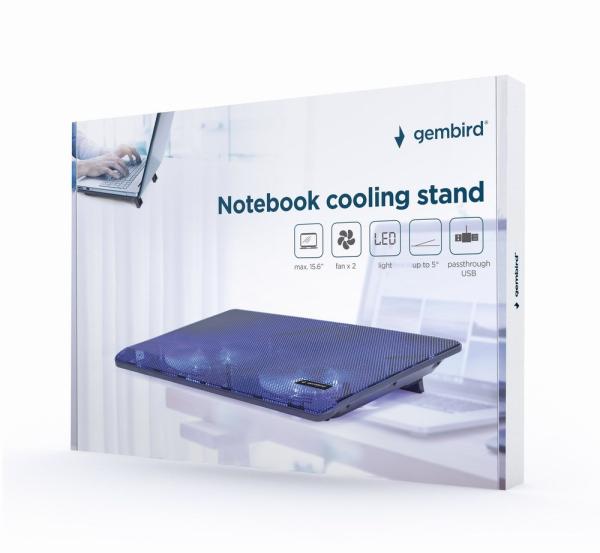Stojan na notebook GEMBIRD NBS-2F15-05,  pre notebooky do 15, 6",  LED,  čierny5