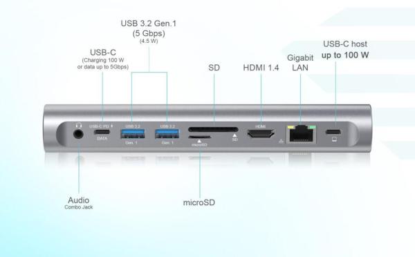 kovová chladiaca podložka iTec (do 15.6") s dokom USB-C (Pow.Del.100W)6