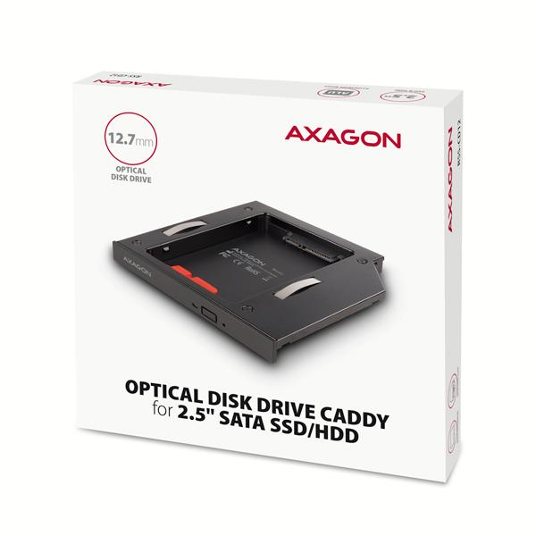 Rám AXAGON RSS-CD12 pre 2.5" SSD/ HDD na DVD,  12.7 mm,  LED,  hliník8