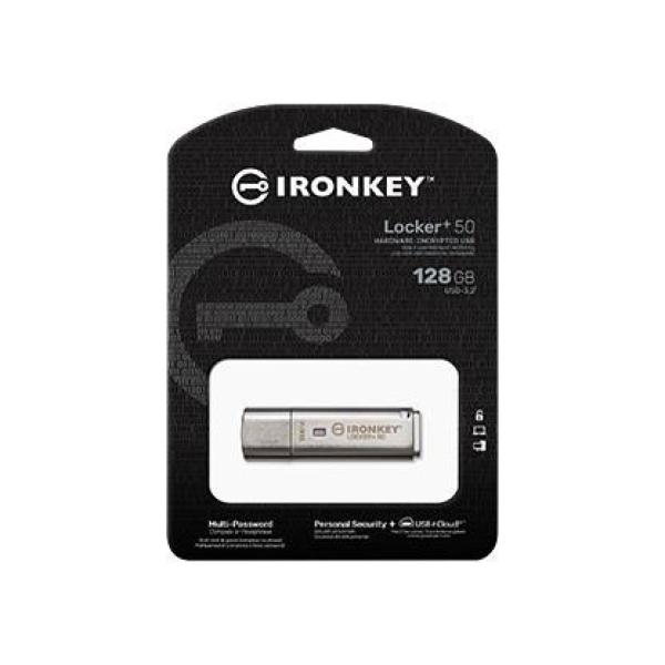 Kingston 128GB IKLP50 IronKey Locker+ 50 AES USB,  s 256bitovým šifrovaním2
