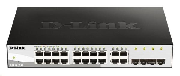 D-Link DGS-1210-20 20-portový gigabitový prepínač Smart+, 16x GbE, 4x RJ45/SFP, bez ventilátora