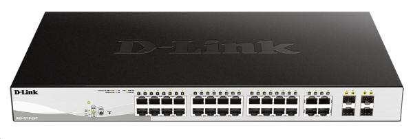 D-Link DGS-1210-24P 28-portový inteligentný PoE switch,  24x GbE PoE+,  4x RJ45/ SFP,  PoE 193W