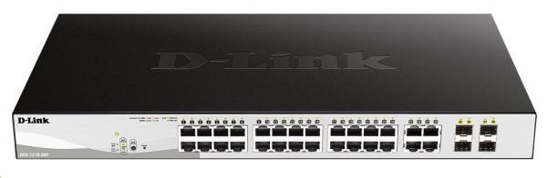 D-Link DGS-1210-28P L2/ L3 Smart+ PoE switch, 24x PoE 10/ 100/ 1000 Base-T, 4x 1000Base-T/ SFP, 193W