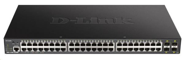 D-Link DGS-1250-52XMP 52-portový gigabitový inteligentný PoE switch,  48x GbE PoE+,  4x SFP+,  PoE 370W