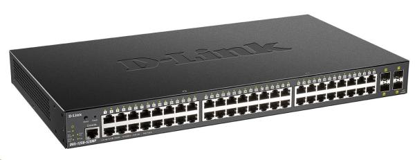 D-Link DGS-1250-52XMP 52-portový gigabitový inteligentný PoE switch,  48x GbE PoE+,  4x SFP+,  PoE 370W0