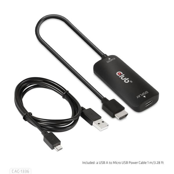 Club3D Adaptér HDMI + Micro USB na USB-C 4K120Hz/ 8K30Hz,  Active Adapter M/ F6