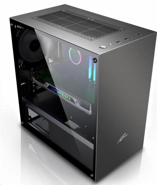 EVOLVEO M4,  case mATX,  1x120mm PWM ventilátor,  průhledná bočnice,  černá