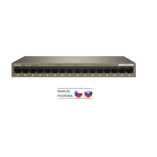 Tenda TEG1016M - 16-port Gigabit Ethernet Switch,  10/ 100/ 1000 Mbps,  Fanless,  Kov2