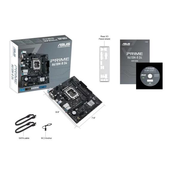 ASUS MB Sc LGA1700 PRIME H610M-R D4-SI,  Intel H610,  2xDDR4,  1xHDMI,  1xDVI,  1xVGA,  mATX6